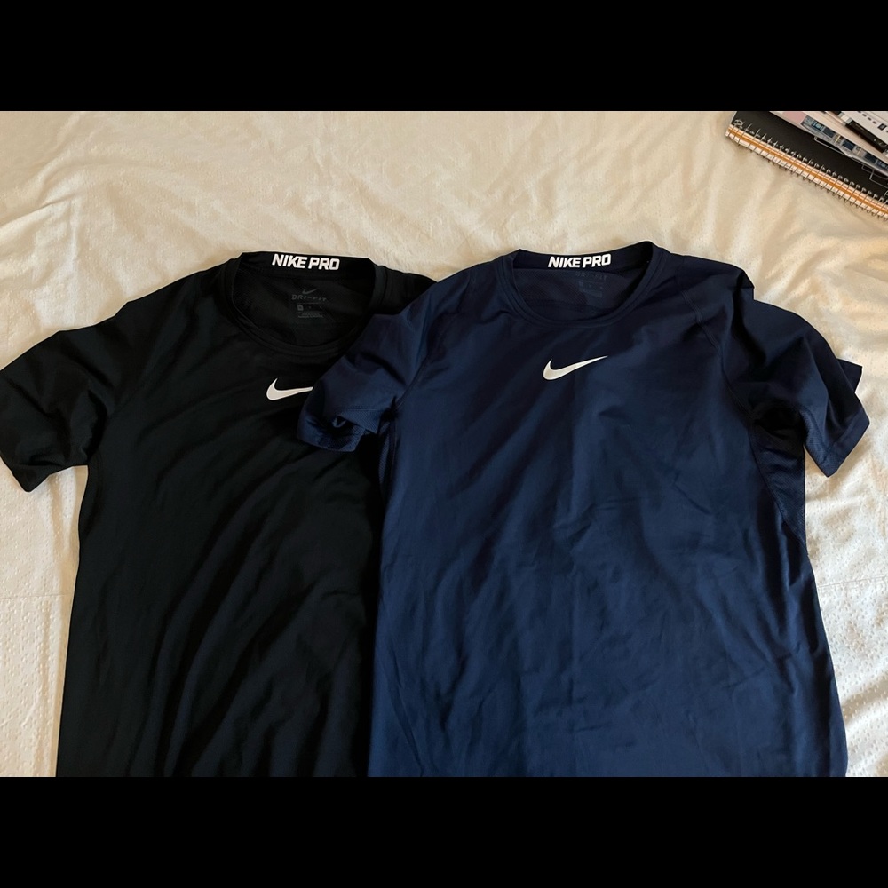 Two Bundle shirts -Nike Pro Dri-fit, Slim fit,crew neck, Size Medium